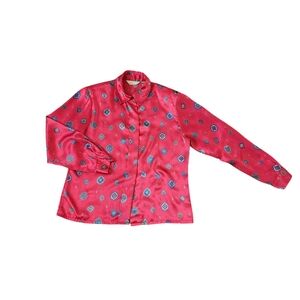 Vintage Red Patterned Button-Up Shirt!!